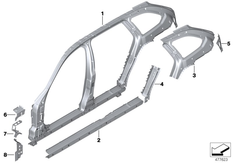 Szkielet boczny, środek  (41_2665) dla BMW 5' G31 LCI 530d Tou ECE