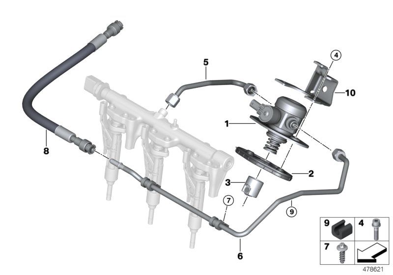 Pompa wysokociśnieniowa/przewody  (13_2190) dla BMW X1 F48 LCI X1 25eX SAV ECE