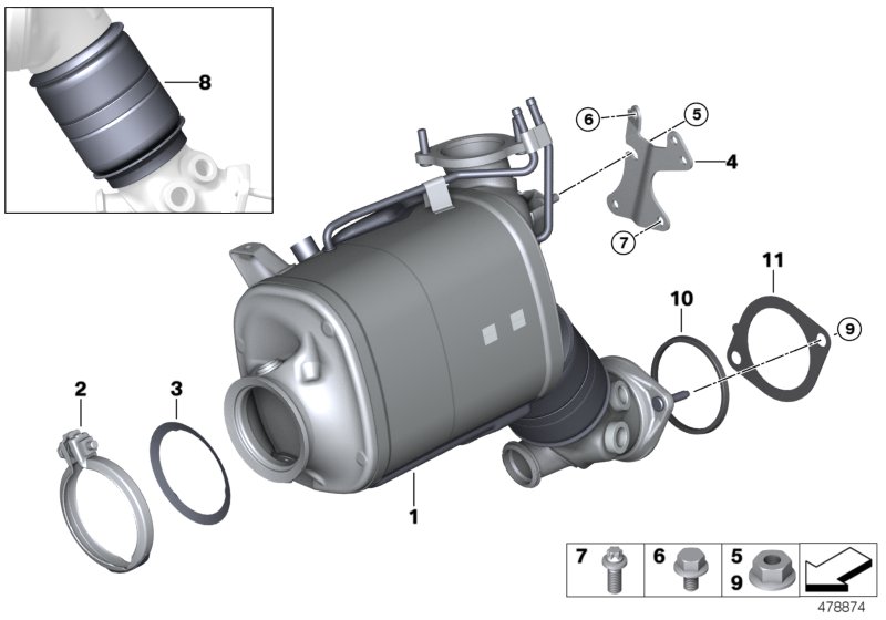 Katalizator/Przeciwpyłk. filtr paliwowy  (18_1162) dla BMW 7' G11 LCI 730d Lim ECE
