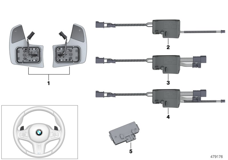 Elektronika kierown. i łopatki zm. bieg.  (61_5355) dla BMW 5' G30 LCI 530iX Lim ECE