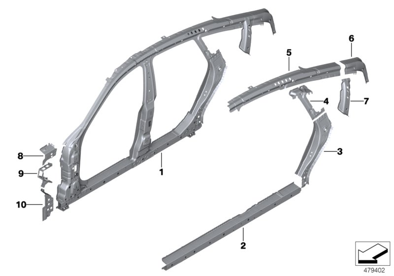 Szkielet boczny, środek  (41_2713) dla BMW 6' G32 GT LCI 620d Gra ECE