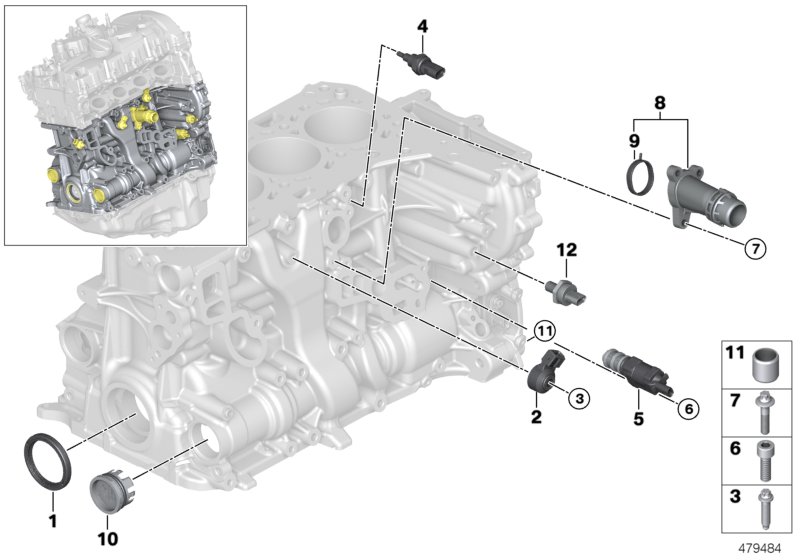 Skrzynia korbowa cylind./Elementy dod.  (11_6371) dla BMW 2' F23 LCI 218i Cab ECE