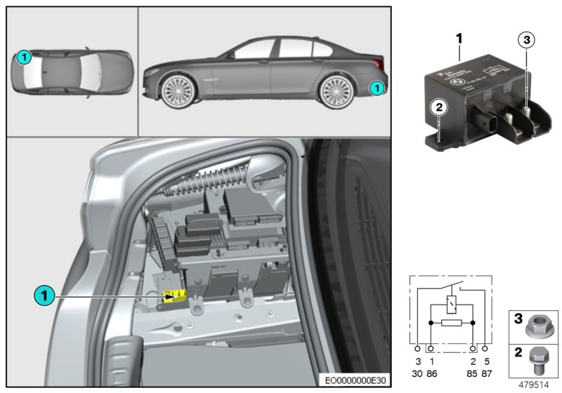 Przekaźnik odłącz 2. akumul. K447  (61_5371) dla BMW 5' G31 520dX Tou ECE