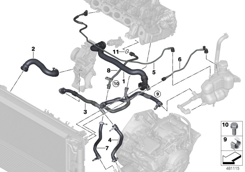 Węże płynu chłodzącego układu chłodzenia  (17_1064) dla BMW 2' F45 Active Tourer LCI 218d Act ECE