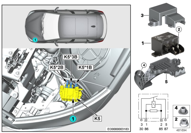 Przekaźnik went. elektr. silnika K5  (61_3967) dla BMW 2' F45 Active Tourer LCI 218i Act ECE