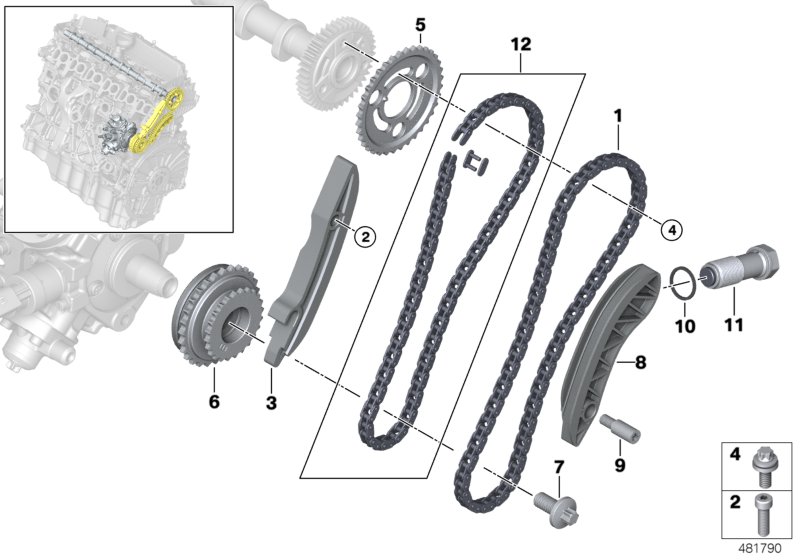 Mechanizm ster.-łańcuch sterujący górny  (11_9304) dla BMW 7' G70 740dX Lim ECE