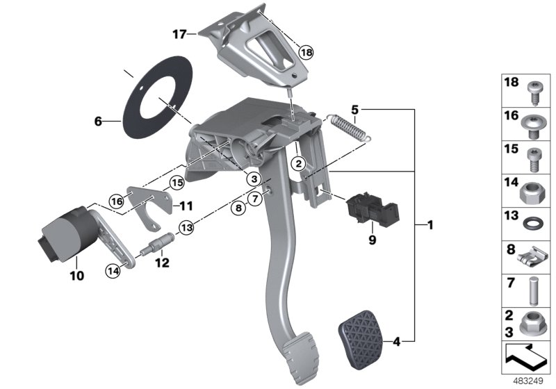 Mechanizm dźwigni nożnej kompletny  (35_0393) dla BMW i i8 I15 i8 Roa ECE