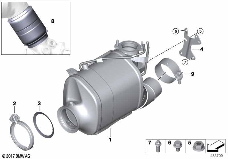 Katalizator/Przeciwpyłk. filtr paliwowy  (18_1293) dla BMW 8' G15 840dX Cou ECE