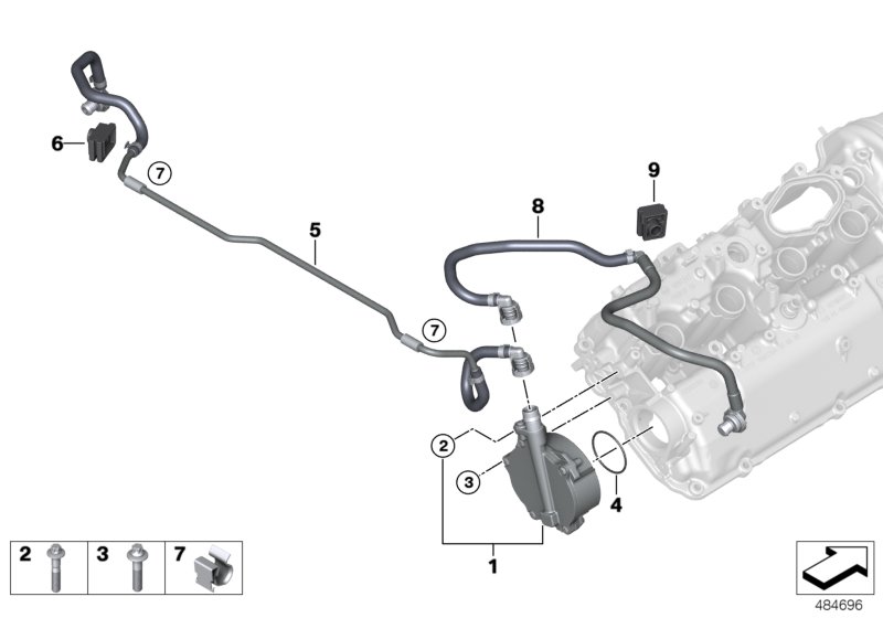 Pompa próżniowa z prowadzeniem przewodu  (11_6929) dla BMW 5' F90 M5 LCI M5 Lim ECE