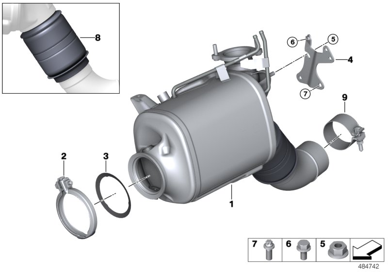 Katalizator/Przeciwpyłk. filtr paliwowy  (18_1325) dla BMW 6' G32 GT LCI 630dX Gra ECE