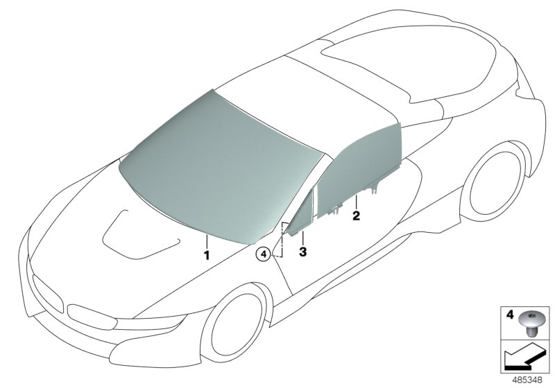 Oszklenie  (51_7406) dla BMW i i8 I15 i8 Roa ECE