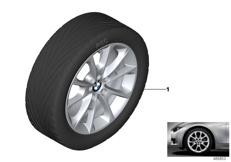 Obr. BMW, st. le., szpr. V 398 - 18''  (03_4293) dla BMW 4' F33 LCI 440iX Cab ECE