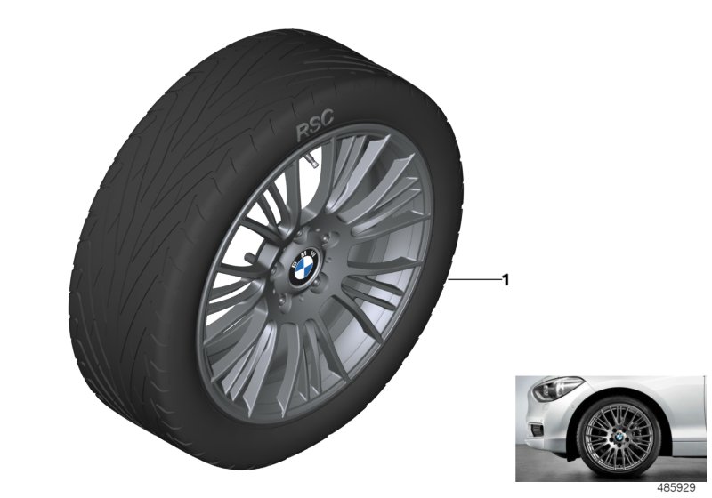 Obr. BMW, st. le. szpr. rad. 388-18''  (03_4335) dla BMW 2' F22 LCI M240iX Cou ECE