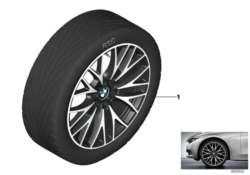 BMW st.lekki Cross Spoke 404 - 20''  (03_4345) dla BMW 4' F36 Gran Coupé LCI 418d Gra ECE