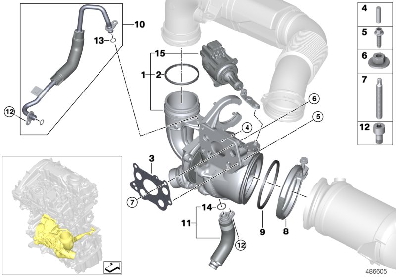 Turbosprężarka ze smarowaniem  (11_6889) dla BMW X2 F39 X2 18i SAC ECE