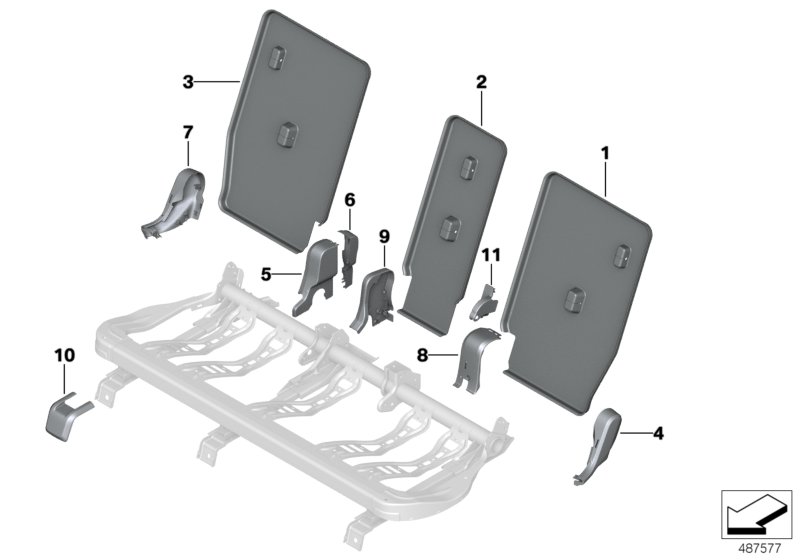 Siedzenie z tyłu, osłony siedzenia  (52_4358) dla BMW X2 F39 X2 20d SAC ECE