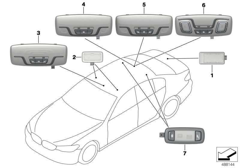 Oświetlenie wnętrza dach/bagażnik  (63_1811) dla BMW 5' G30 LCI 540dX Lim ECE