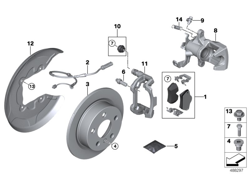 Hamulec tył-okładzina-czujnik  (34_3047) dla MINI Cabrio F57 LCI Cooper Cabrio ECE