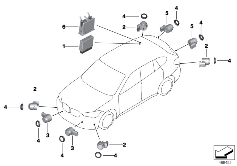 Park Distance Control (PDC)  (66_0476) dla BMW X2 F39 X2 25dX SAC ECE