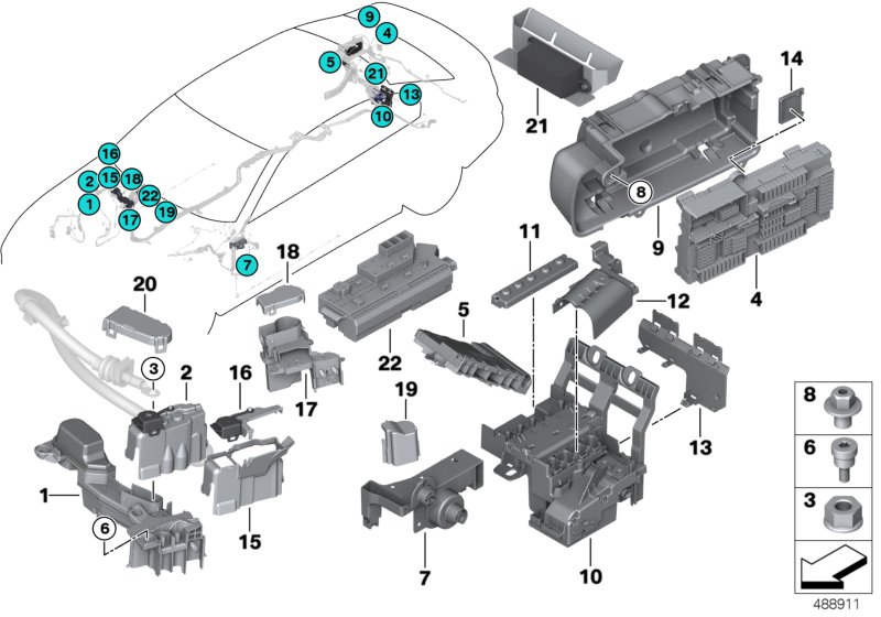 Rozdzielacz prądu/rozdzielacz B+  (61_7454) dla BMW 8' G16 Gran Coupé BMW ALPINA B8 Gra ECE