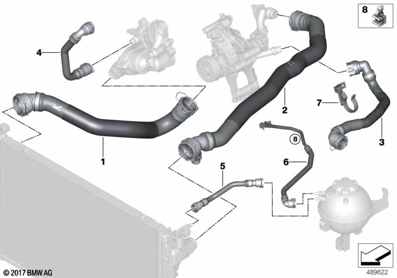 Węże płynu chłodzącego układu chłodzenia  (17_1273) dla BMW 5' G30 518d Lim ECE