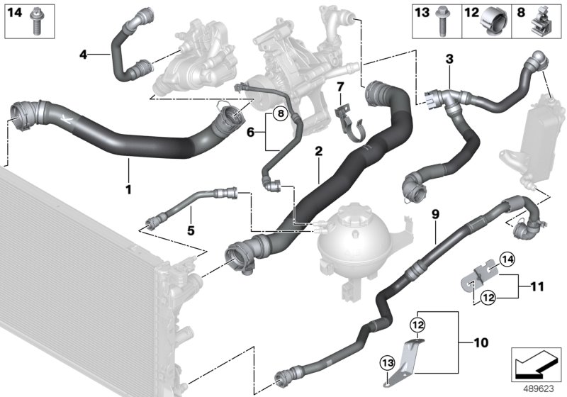 Węże płynu chłodzącego układu chłodzenia  (17_1654) dla BMW 5' G30 LCI 520d Lim ECE