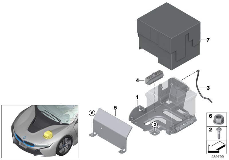 Mocowanie akumulatora i elementów dod.  (61_3812) dla BMW i i8 I12 LCI i8 Cou ECE