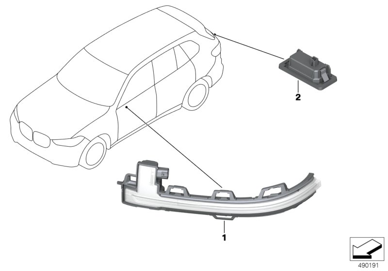 Dodatkowy kierunkowskaz/ oprawa zew.  (63_2480) dla BMW X1 U12 iX1 xDrive30L SAV ECE