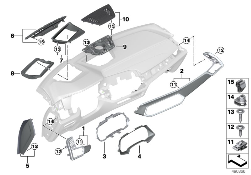Elementy dod. tablicy przyrządów u góry  (51_9924) dla BMW X6 M F96 X6 M SAC ECE
