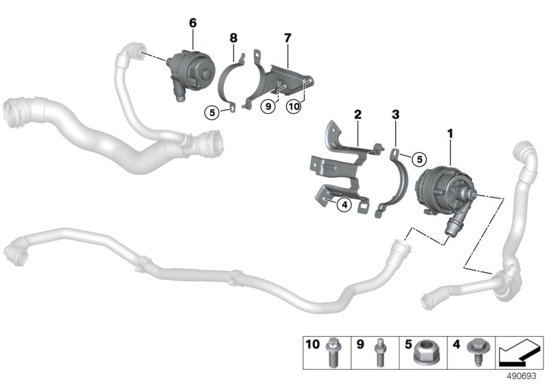 Elektryczna pompa wody / mocowanie  (17_1381) dla BMW 4' G22 M440i Cou ECE