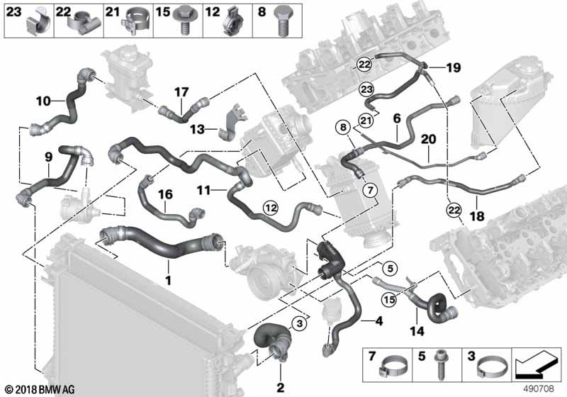 Węże płynu chłodzącego układu chłodzenia  (17_1545) dla BMW X7 G07 X7 M50iX SAV ECE