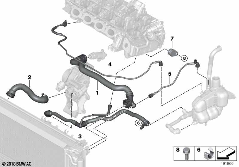 Węże płynu chłodzącego układu chłodzenia  (17_0870) dla BMW 2' F45 Active Tourer LCI 218d Act ECE