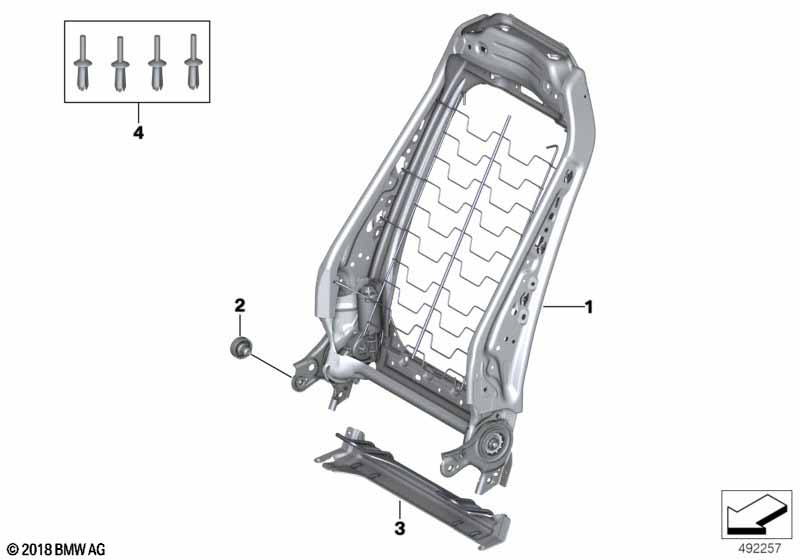 Fotel przedni, rama oparcia  (52_4442) dla BMW TMC Supra LCI Supra 30i Cou ECE
