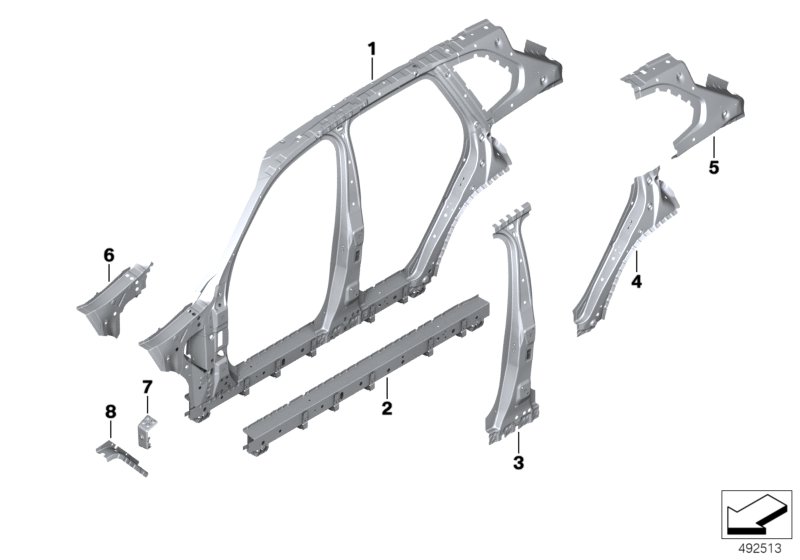 Szkielet boczny, środek  (41_2973) dla BMW X5 M F95 X5 M SAV ECE