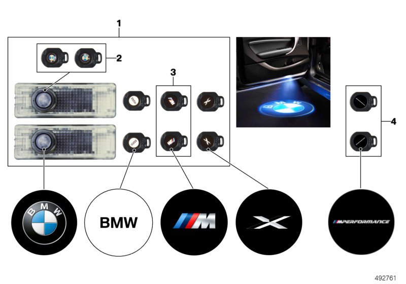 LED projektor do drzwi  (03_2279) dla BMW 2' F45 Active Tourer LCI 220d Act ECE