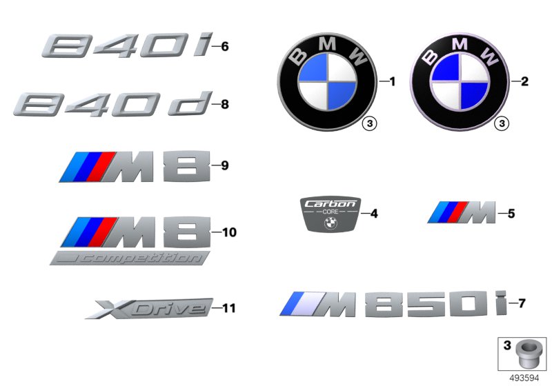 Emblematy / Ciągi napisów  (51_A167) dla BMW 8' F92 M8 M8 Cou ECE