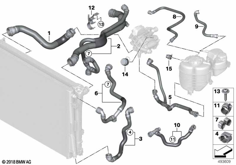 Węże płynu chłodzącego układu chłodzenia  (17_1389) dla BMW 4' G26 Gran Coupé 420i 1.6 Gra ECE