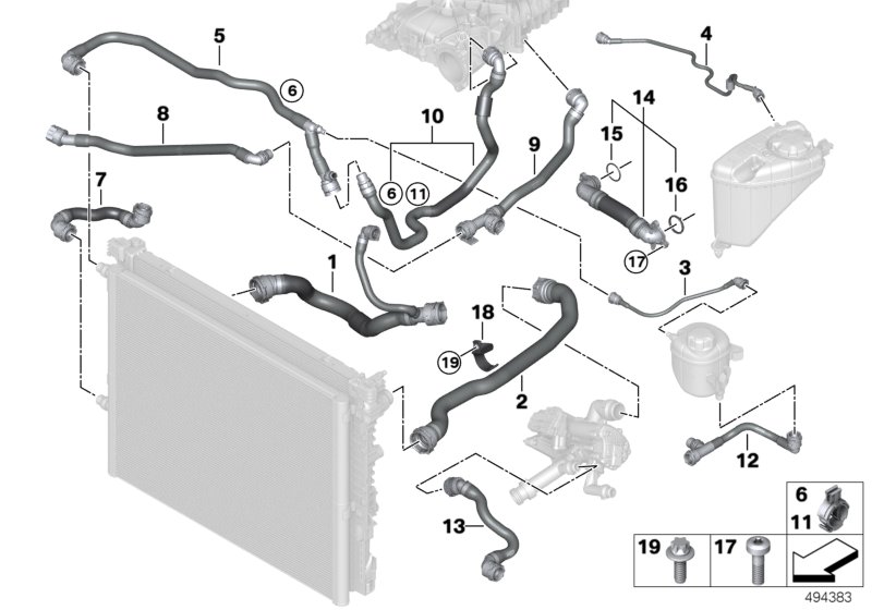 Węże płynu chłodzącego układu chłodzenia  (17_1674) dla BMW 6' G32 GT LCI 640iX Gra ECE