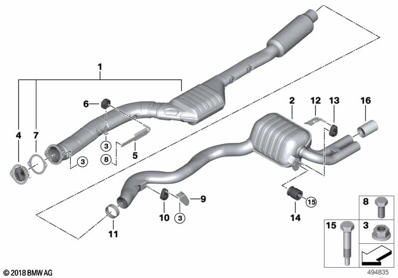 Układ wydechowy tylny  (18_1754) dla BMW 4' F33 LCI 435dX Cab ECE