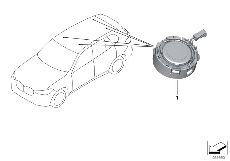 Głośnik HES System w podsufitce  (65_3740) dla BMW X5 G05 LCI X5 50eX SAV ECE