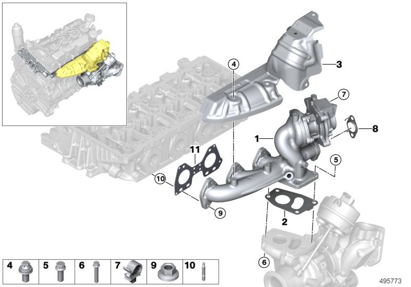 Turbosprężarka z kolektorem wylotowym  (11_7700) dla BMW X3 G01 LCI X3 20dX SAV ECE