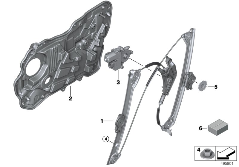 Mechanizm szyby drzwi przednich  (51_6931) dla BMW 6' G32 GT LCI 630iX Gra ECE