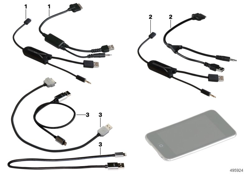 Adapter kabla Apple iPod / iPhone  (03_1305) dla BMW 2' F46 Gran Tourer LCI 216d Gra ECE