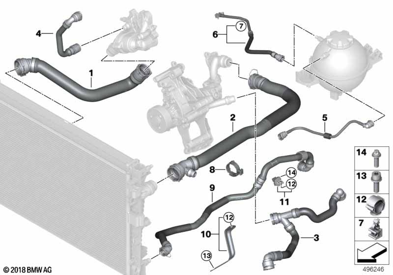 Węże płynu chłodzącego układu chłodzenia  (17_1452) dla BMW X3 G01 X3 18d SAV ECE