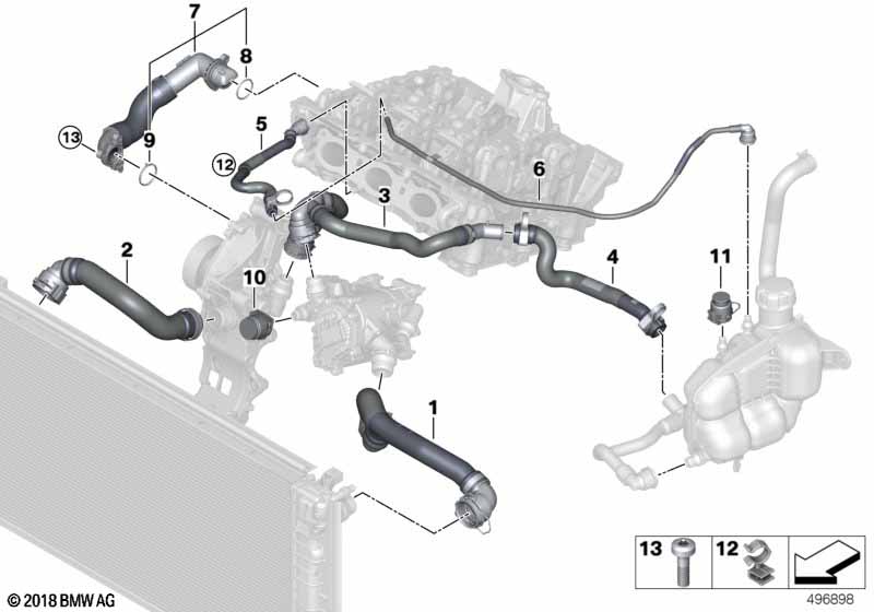 Węże płynu chłodzącego układu chłodzenia  (17_1187) dla MINI Cabrio F57 LCI Cooper Cabrio ECE