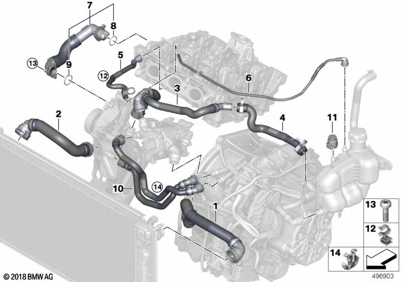 Węże płynu chłodzącego układu chłodzenia  (17_1140) dla BMW 1' F40 116i 5-d ECE