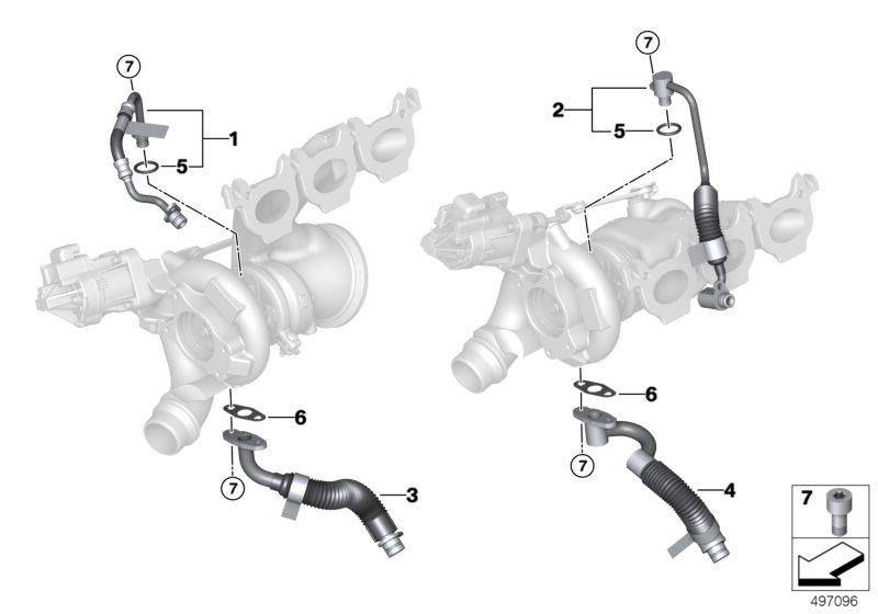 Podawanie oleju do turbosprężarki  (11_8777) dla BMW X4 M F98 LCI X4 M SAC ECE