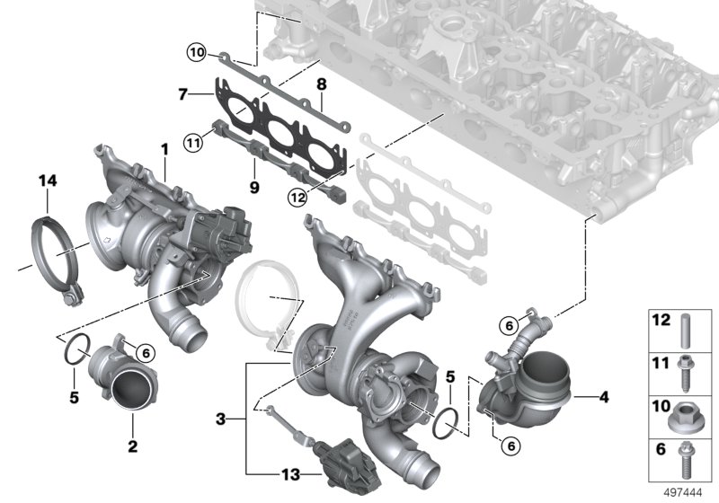 Turbosprężarka z kolektorem wylotowym  (11_9667) dla BMW 4' G26 Gran Coupé BMW ALPINA B4 Gra ECE
