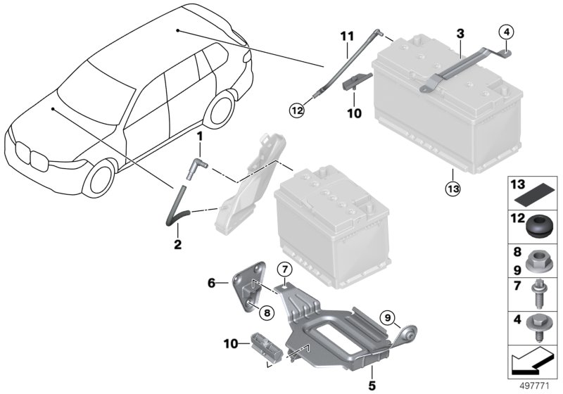 Elementy montaż. akumulatora  (61_6221) dla BMW X7 G07 X7 30dX SAV ECE