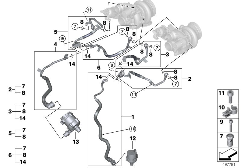 Układ chłodzenia turbosprężarki  (11_8230) dla BMW X5 G05 X5 M50iX SAV ECE